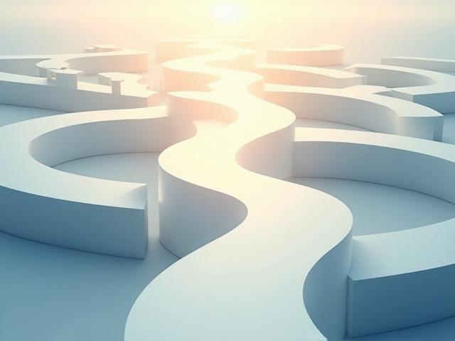 抽象的なグラフィック：面接の英雄の旅を表す迷宮と道、信頼、物語、成功の象徴